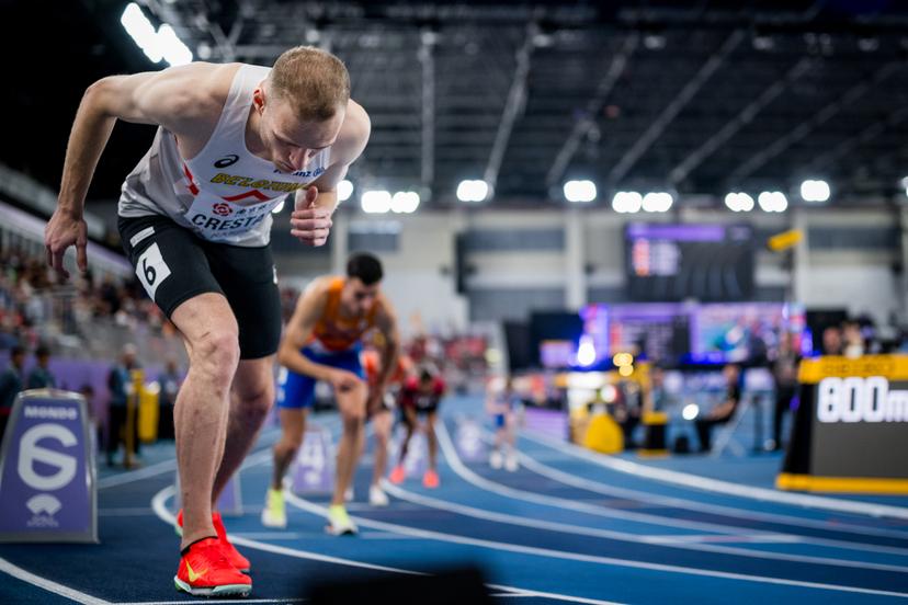Belgian athlete Eliott Crestan pictured in action during the men's 800m, at the the World Athletics Indoor Championships, in Nanjing, China, Friday 21 March 2025. The championships take place from 21 to 23 March. BELGA PHOTO JASPER JACOBS