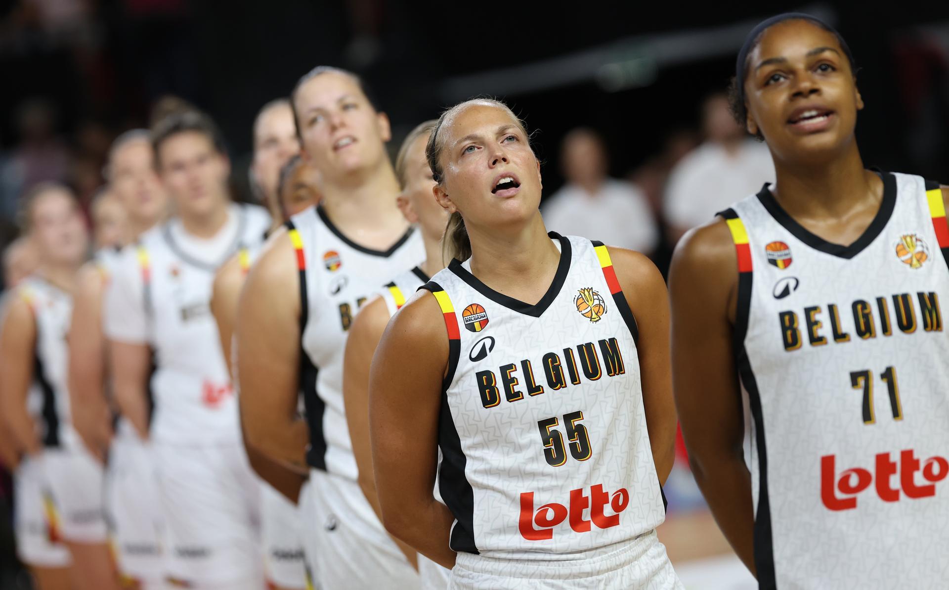 Belgium's Julie Allemand pictured at the start of a friendly basketball international game between Belgian Cats and Japan, in Oostende, on Friday 28 August 2026. BELGA PHOTO VIRGINIE LEFOUR