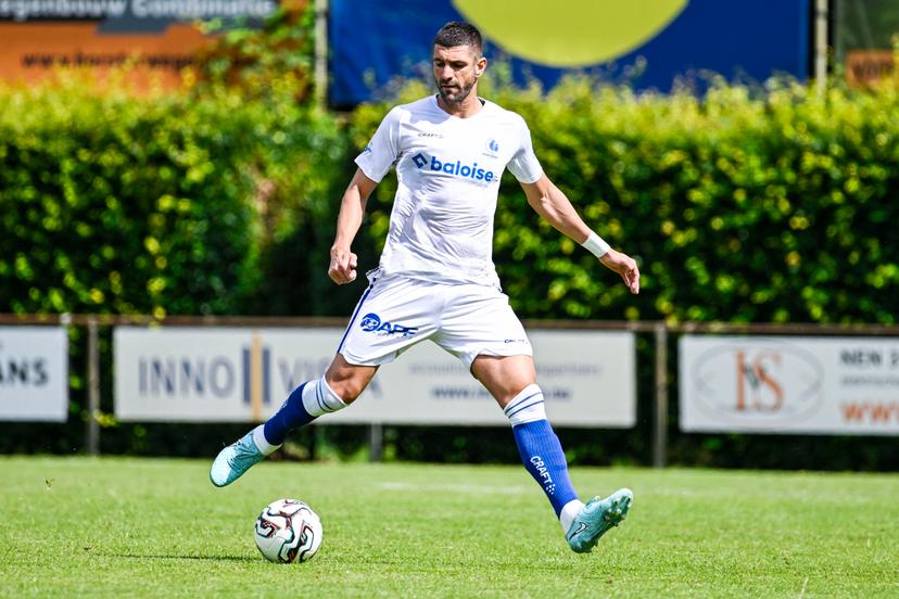 Gent's Stefan Mitrovic pictured in action during a friendly soccer game between Belgian KAA Gent and German Preussen Munster, on Wednesday 09 July 2025 in Horst, the Netherlands. Gent is on a summer camp to prepare for the upcoming 2025-2026 first division season. BELGA PHOTO TOM GOYVAERTS