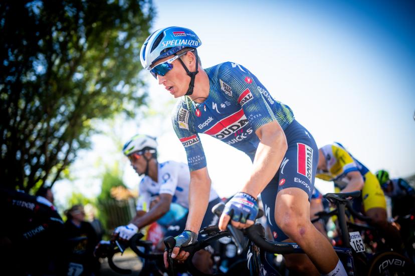 Belgian Mauri Vansevenant of Soudal Quick-Step pictured in action during the men's race of the 90th edition of the 'La Fleche Wallonne', one day cycling race (Waalse Pijl - Walloon Arrow), 200 km from Herstal to Huy, Wednesday 22 April 2026. BELGA PHOTO JASPER JACOBS