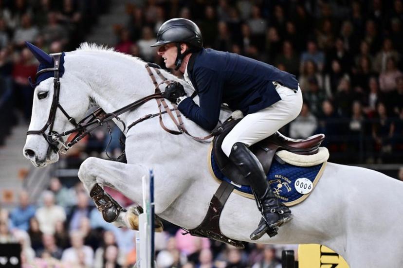 Belgium's Jeroen Appelen on the horse Dancing Wolf O.L competes during the World Cup jumping at the Gothenburg Horse Show in Scandinavium in Gothenburg, Sweden on February 23, 2025.   Bjorn LARSSON ROSVALL / TT News Agency / AFP