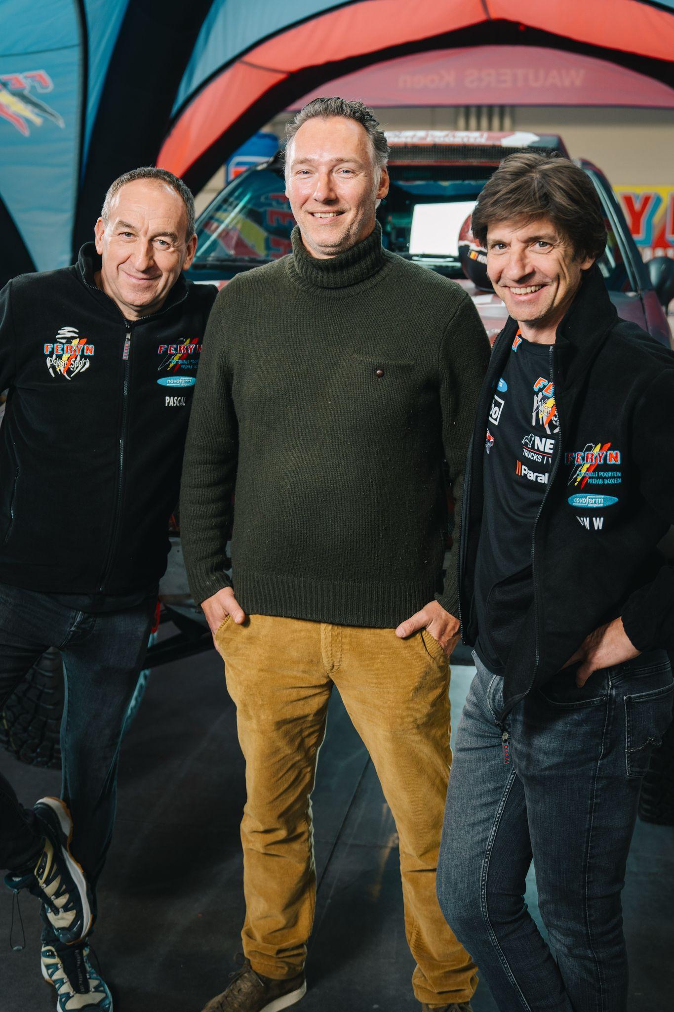 ATTENTION EDITORS - HAND OUT PICTURES - EDITORIAL USE ONLY - MANDATORY CREDIT: DIEDERD ESSELDEURS  Hand out picture released on Monday 17 March 2025 by Eric Dupain shows Pascal Feryn, Gert Duson and Koen Wauters during the Feryn Dakar Sport press day ahead of the Morocco Desert Challenge, in Kapelle-op-den-Bos, on 15 March 2025.  *** Belga and Belga Editorial Board decline all responsibility regarding the content of this picture. *** BELGA PHOTO HAND OUT DIEDERD ESSELDEURS