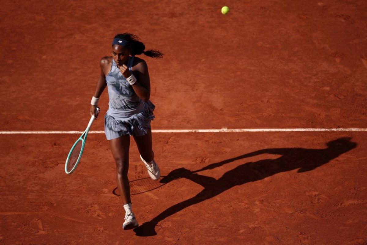 US Coco Gauff reacts to a point against Czech Republic's Marie Bouzkova during their women's singles match on day 7 of the French Open tennis tournament on Court Philippe-Chatrier at the Roland-Garros Complex in Paris on May 31, 2025.  Anne-Christine POUJOULAT / AFP