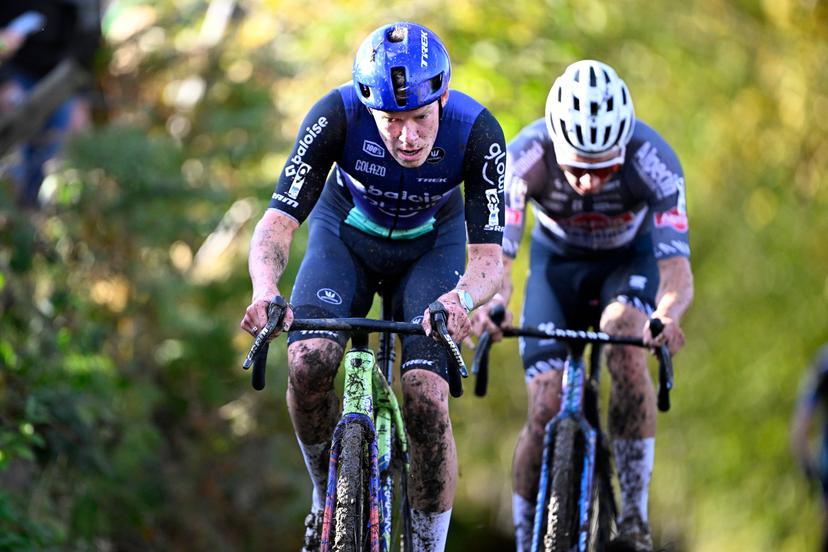 Dutch Pim Ronhaar pictured in action during the men elite race of the Koppenbergcross, the first race (out of eight) of the X2O Badkamers trophy cyclocross competition, in Melden, Oudenaarde, on Saturday 01 November 2025. BELGA PHOTO JASPER JACOBS