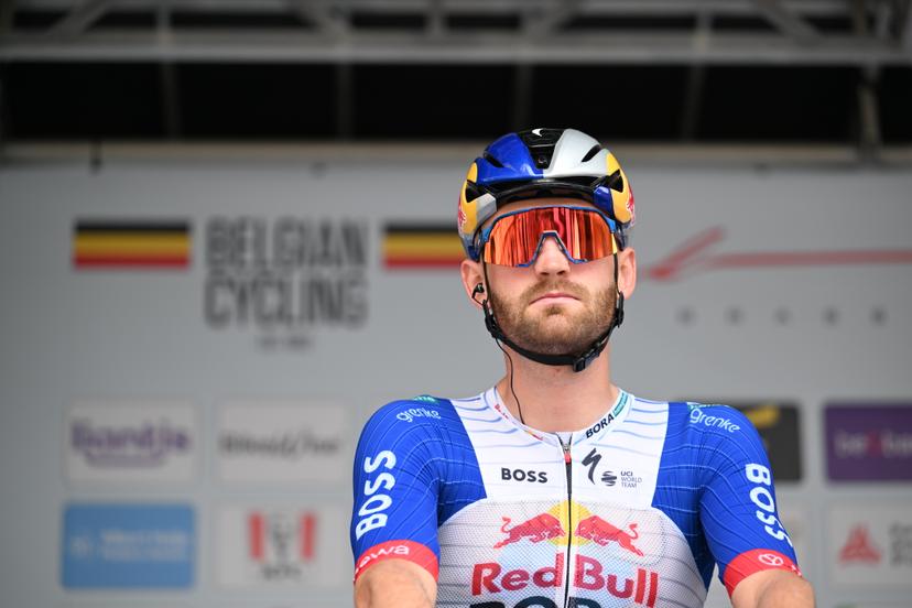 Belgian Jordi Meeus of Red Bull-BORA-hansgrohe pictured at the start of the men's elite race (240km) of the Belgian Cycling Championships, from the Grote Markt square in Antwerp to Brasschaat on Sunday 28 June 2026. BELGA PHOTO MAARTEN STRAETEMANS