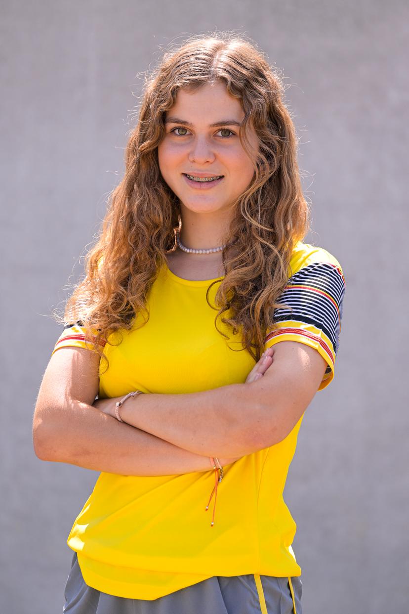 Belgian Athlete Liese Geuens poses for the photographer at a team building training camp of the young Team Belgium athletes in Gent, Tuesday 18 July 2023. These athletes will soon take part in the European Youth Olympic Festival (EYOF) from 23 to 29 July and will continue their preparations for this EYOF-tournament in the topsport accomodation in Gent. BELGA PHOTO LAURIE DIEFFEMBACQ