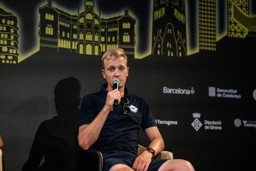 Belgian Tim Merlier of Soudal Quick-Step pictured during a press conference ahead of the 2026 Tour de France cycling race, Thursday 02 July 2026, in Barcelona, Spain. The 113th edition of the Tour de France starts on Saturday 4 July in Barcelona, Spain, and will finish in Paris, France on the 26th of July. BELGA PHOTO DAVID PINTENS