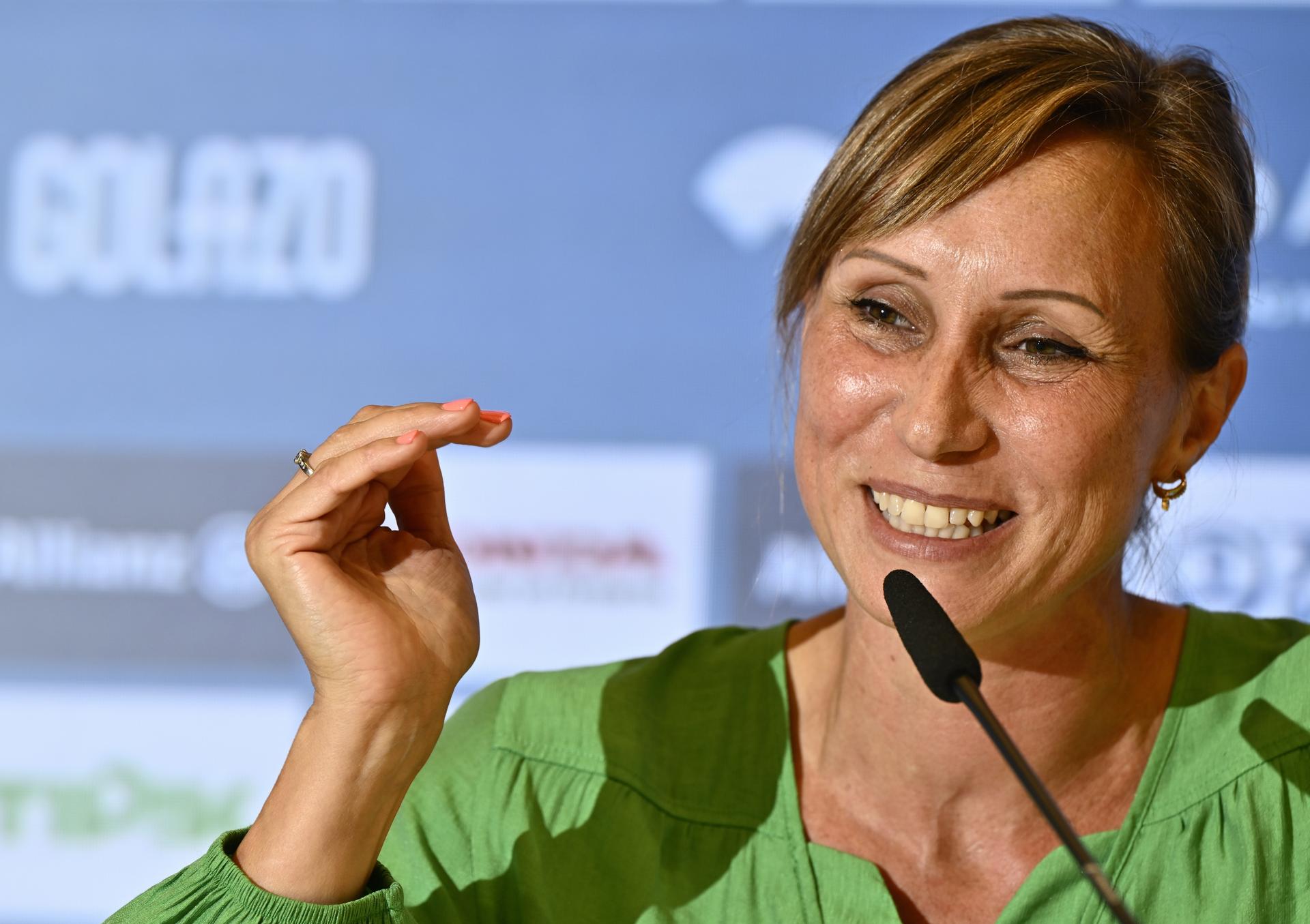 Memorial Van Damme meeting director Kim Gevaert pictured during a press conference on the 49th edition of the Memorial Van Damme athletics event in Brussels, Monday 18 August 2025. The 2025 Allianz Memorial Van Damme Diamond League meeting take place on 22 Augustus 2025. BELGA PHOTO ERIC LALMAND