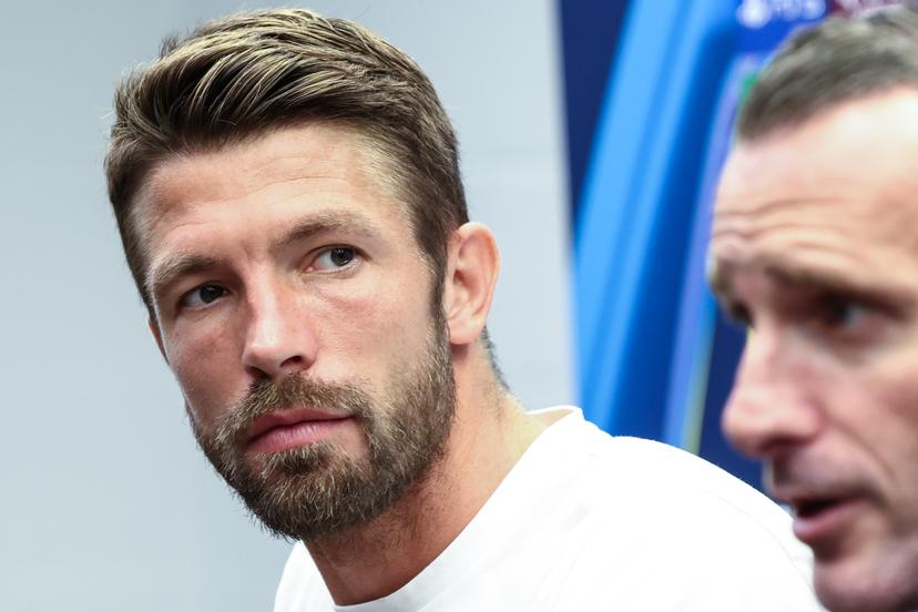 Club's Brandon Mechele pictured during a press conference of belgian soccer team Club Brugge, in Brugge, on Tuesday 26 August 2025. The team will play the scottish team Glasgow Rangers on Wednesday, on the second leg of play-offs of the Champions League tournament. BELGA PHOTO BRUNO FAHY