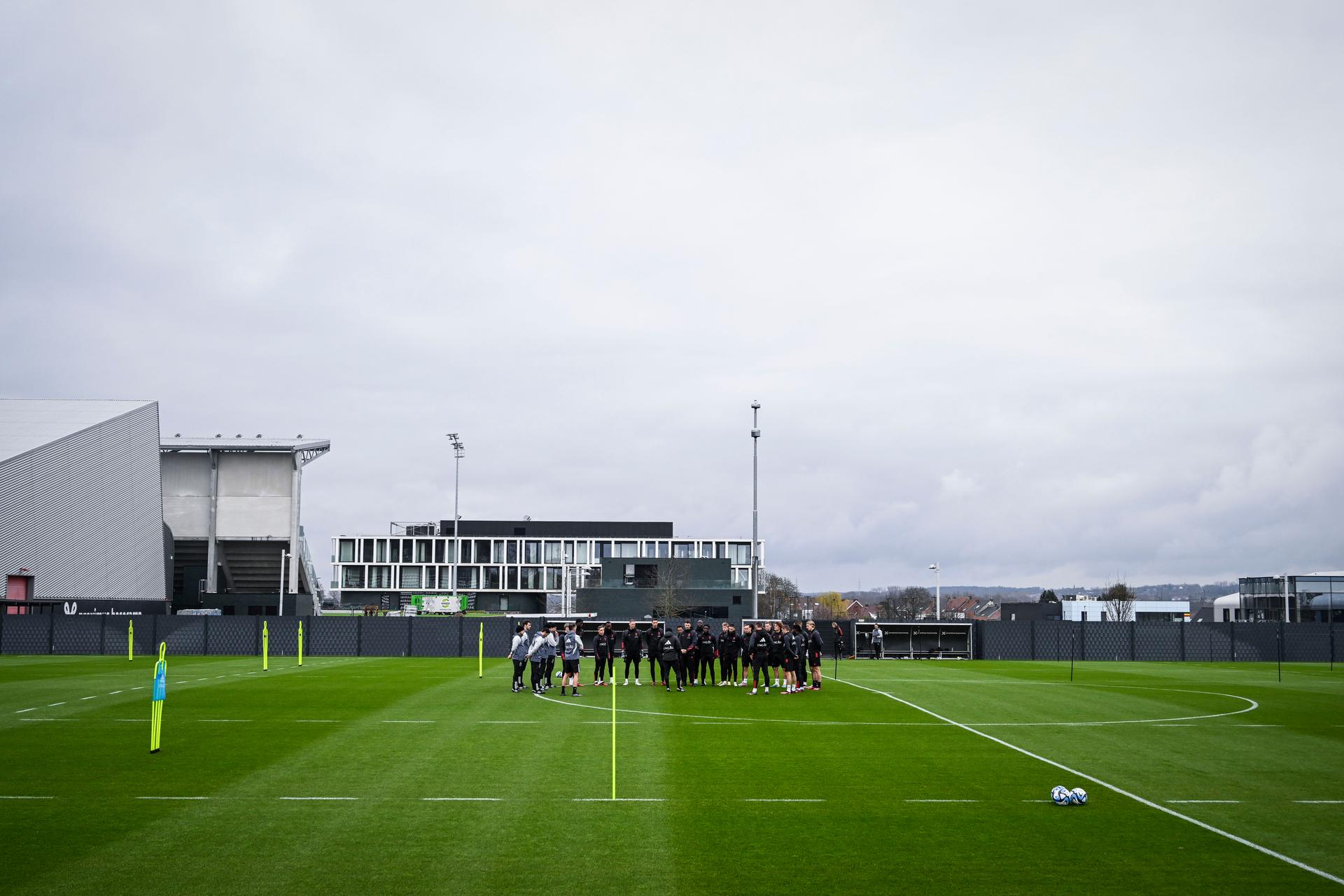Illustration picture shows the start of a training session of Belgian national soccer team Red Devils, Sunday 26 March 2023, at the Royal Belgian Football Association RBFA's headquarters in Tubize. The Red Devils are preparing for the upcoming game against Germany. BELGA PHOTO TOM GOYVAERTS