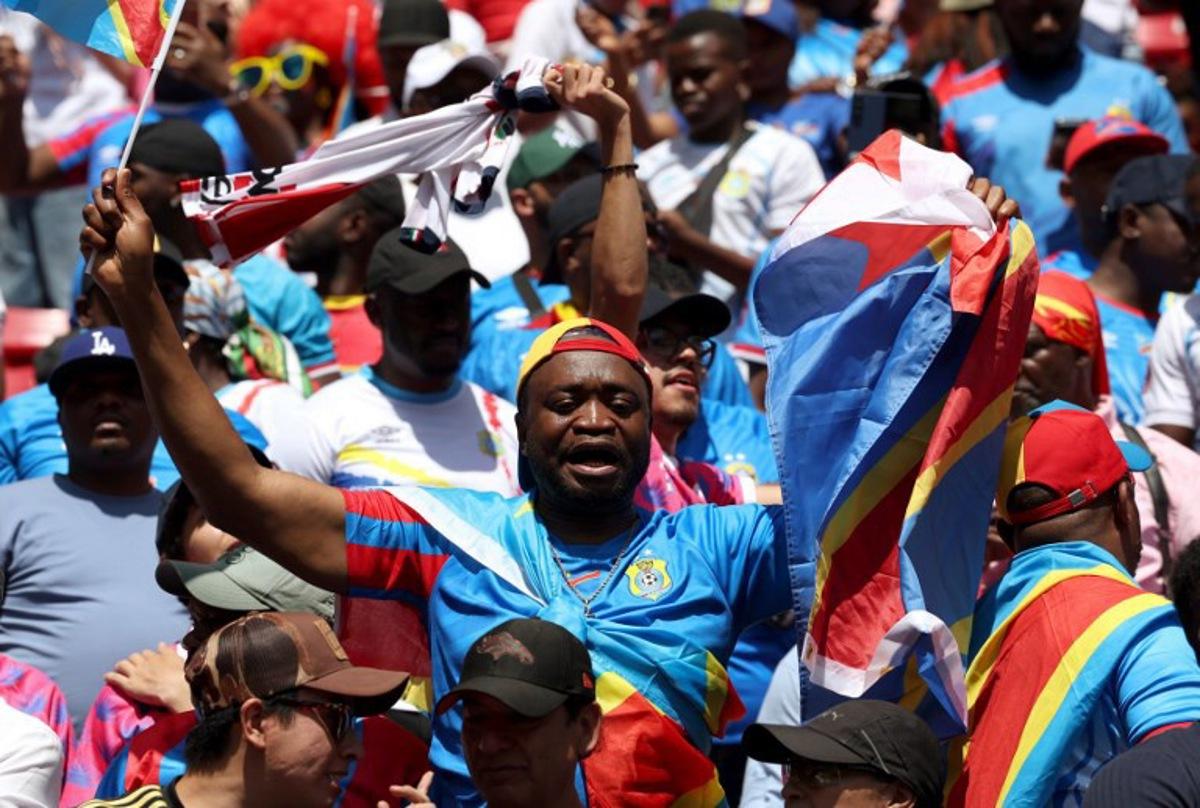 Democratic Republic of the Congo fans cheer for their team ahead of the 2026 FIFA World Cup qualifiers final playoff football match between the Democratic Republic of the Congo and Jamaica at the Akron Stadium in Zapopan, Jalisco state, Mexico, on March 31, 2026.  Ulises Ruiz / AFP