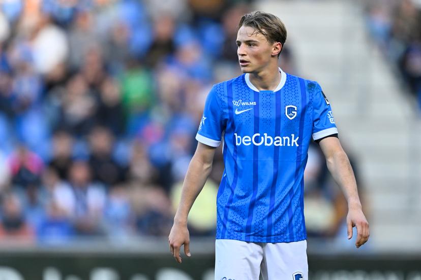 Genk's Matte Smets pictured during a soccer match between KRC Genk and Standard de Liege, Saturday 25 April 2026 in Genk, on day 5 of the Europe Play-offs (PO 2) of the 2025-2026 'Jupiler Pro League' first division of the Belgian championship. BELGA PHOTO JOHAN EYCKENS