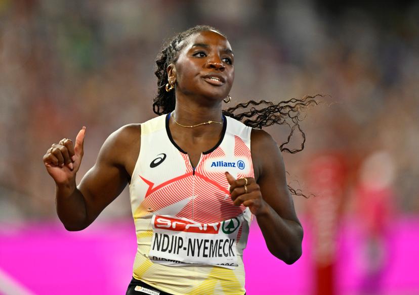 Belgian Yanla Ndjip-Nyemeck reacts after the final of the women's 100m Hurdles  on the second day of the European Athletics Championships (August 10-18) in Birmingham, United Kingdom, on Tuesday 11 August 2026. BELGA PHOTO ERIC LALMAND