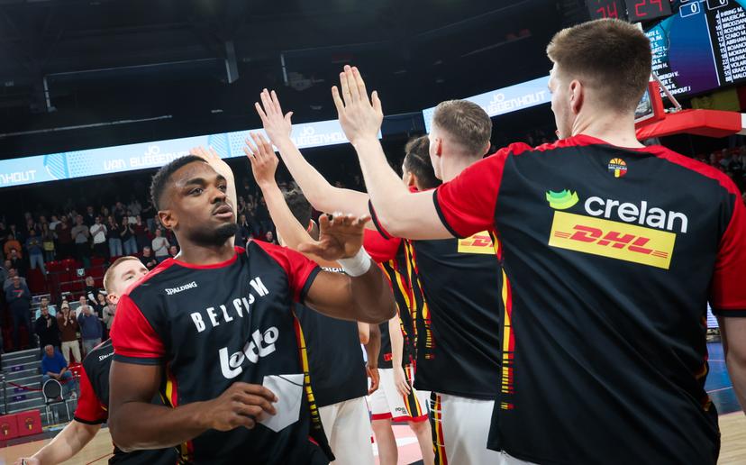 Belgium's Retin Obasohan pictured at the start of a basketball match between Belgium's national team Belgian Lions and Slovakia, Thursday 20 February 2025 in Charleroi, game 5/6 in the group stage of the qualifications for the Eurobasket 2025 European championships. BELGA PHOTO VIRGINIE LEFOUR