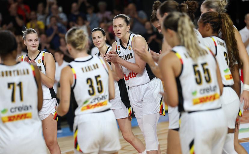 Belgium's Emma Meesseman pictured at the start of a friendly basketball international game between Belgian Cats and Japan, in Oostende, on Friday 28 August 2026. BELGA PHOTO VIRGINIE LEFOUR