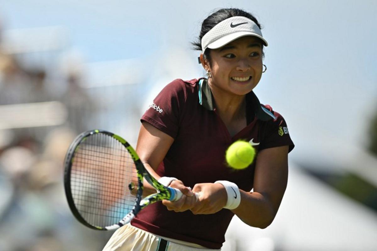 Philippines' Alexandra Eala returns against France's Varvara Gracheva during their women's singles semi-final tennis match on day five of the Lexus Eastbourne International tennis tournament in Eastbourne, southern England, on June 27, 2025.  Glyn KIRK / AFP