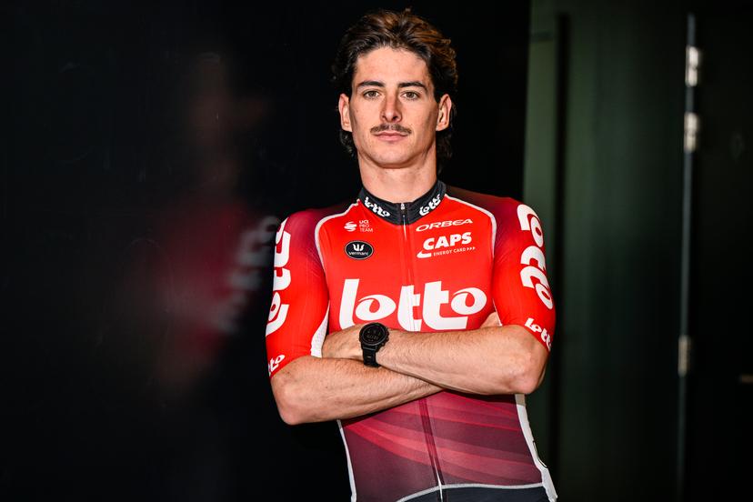 Belgian Cedric Beullens of Lotto Dstny poses for the photographer during the Lotto Cycling Team media day, in Temse, Friday 03 January 2025. BELGA PHOTO GOYVAERTS