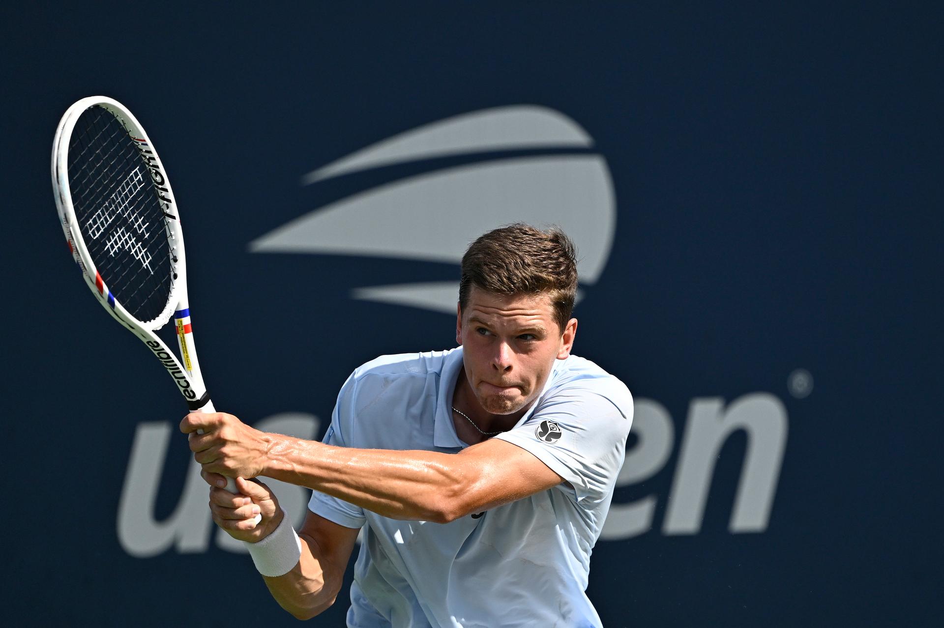 Alexander Blockx of Belgium plays against Marco Trungelliti of Argentina in the men's singles Round 2 of the 2026 US Open Tennis Championship, USTA Billie Jean King National Tennis Center in Flushing Meadow-Corona Park, in the Queens borough of New York, NY, September 3, 2026. (Photo by Anthony Behar/Sipa USA) BELGA PHOTO BENELUX ONLY