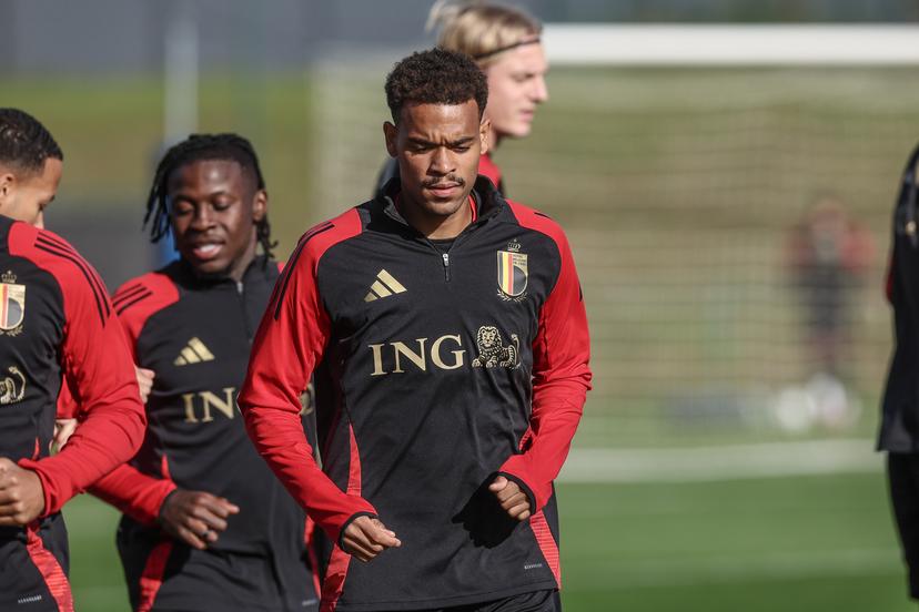 Belgium's Koni De Winter pictured during a training session of the Belgian national soccer team Red Devils, at the Royal Belgian Football Association's training center, in Tubize, Tuesday 08 October 2024. The Red Devils are playing against Italy on Thursday, for the UEFA Nations League 2025. BELGA PHOTO BRUNO FAHY