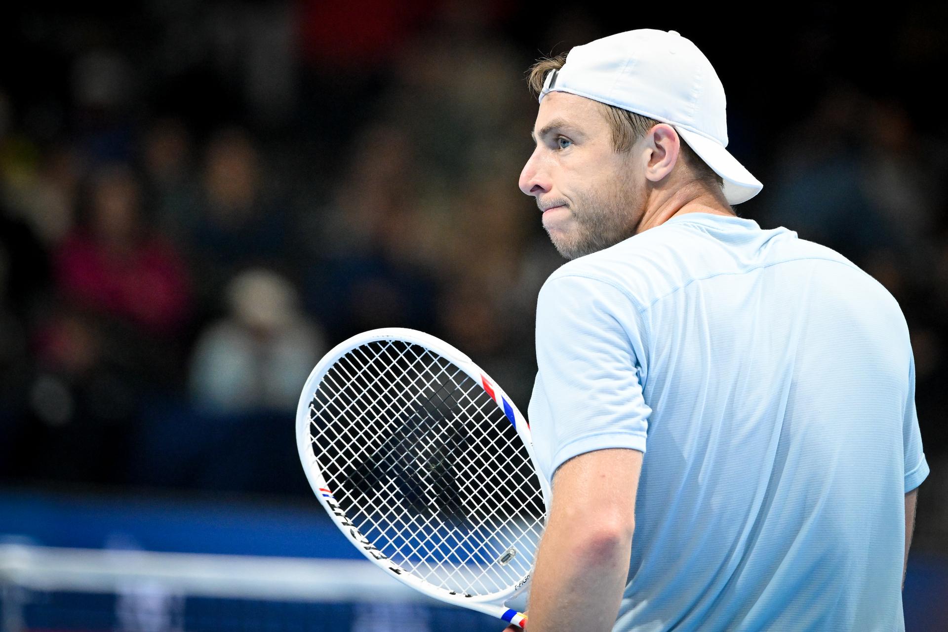 Dutch Tallon Griekspoor pictured during the semi final of the European Open ATP tennis tournament in Brussels, on Saturday 24 October 2026. This year's edition of the tournament is taking place from 17 to 25 October BELGA PHOTO ELIAS ROM