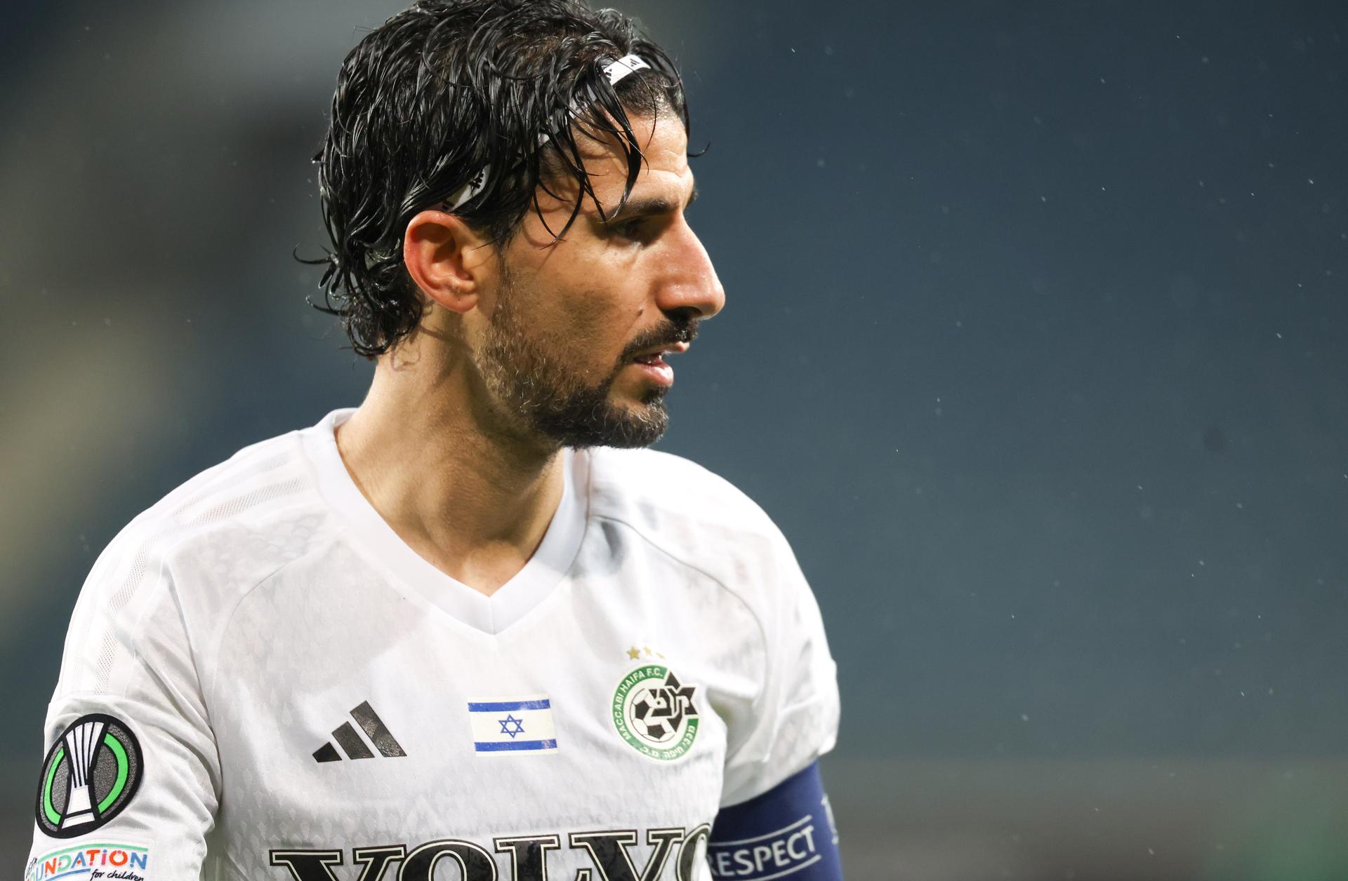 Maccabi's Lior Refaelov pictured during a soccer match between Belgian KAA Gent and Israeli Maccabi Haifa, on Wednesday 21 February 2024 in Gent, the return leg of the play offs phase of the UEFA Conference League competition. The first leg ended in a 1-0 Maccabi win. BELGA PHOTO VIRGINIE LEFOUR