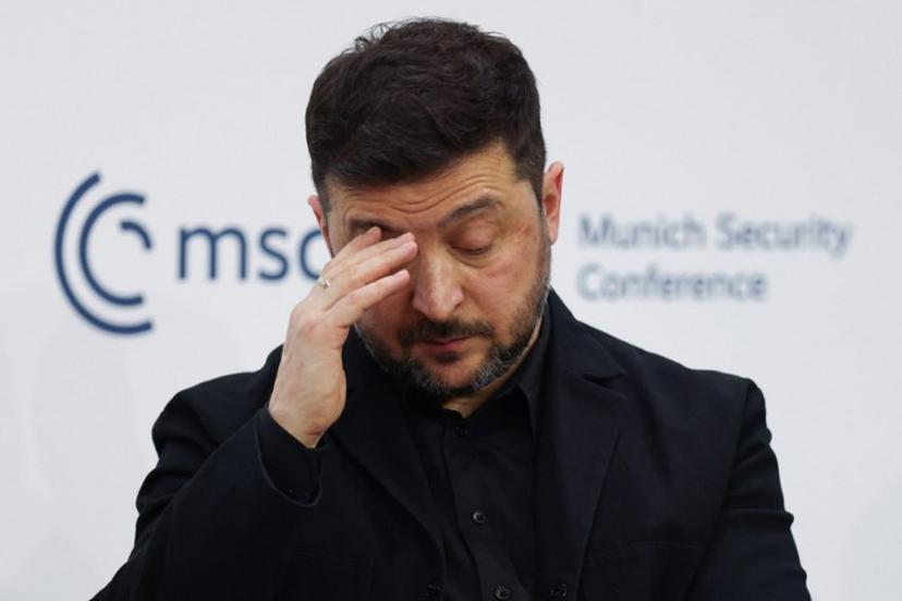 Ukrainian President Volodymyr Zelensky takes part in a panel discussion during the 62nd Munich Security Conference (MSC) on February 14, 2026 in Munich, southern Germany. Heads of state and government as well as foreign and defence ministers from all over the world are expected to attend the security policy talks from February 13 to 15, 2026. Alexandra BEIER / AFP