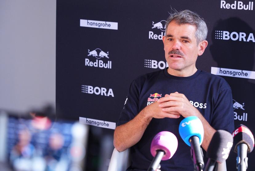 Red Bull-BORA-hansgrohe general manager Ralph Denk talks to the press during the media day of the Red Bull-BORA-hansgrohe cycling team in Binissalem, Mallorca, Spain, Wednesday 10 December 2025. BELGA PHOTO JOMA GARCIA I GISBERT