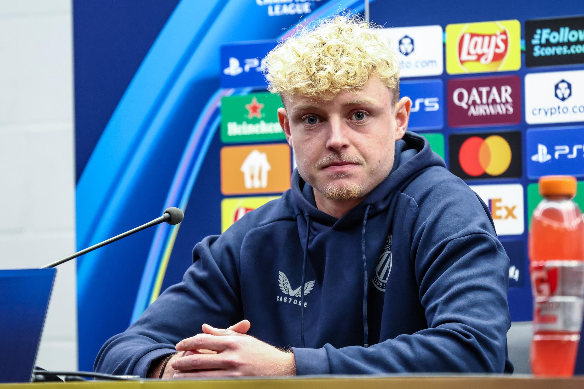 Club's Joaquin Seys pictured during a press conference of Belgian soccer team Club Brugge KV, on Tuesday 04 November 2025 in Brugge. The team is preparing for tomorrow's game against Spanish FC Barcelona, on day four of the League phase of the UEFA Champions League tournament. BELGA PHOTO BRUNO FAHY