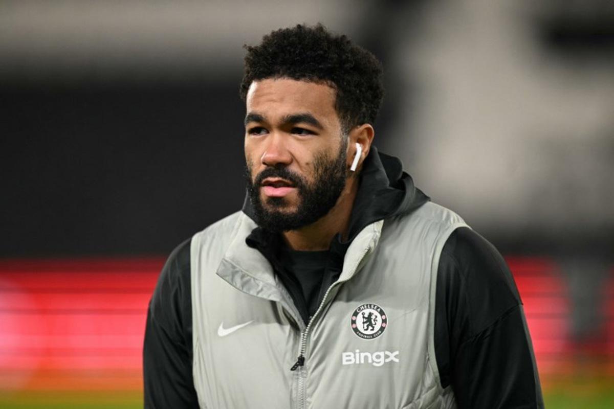 Chelsea's English defender #24 Reece James checks out the conditions ahead of the English FA Cup fourth round football match between Hull City and Chelsea at the MKM  Stadium in Kingston upon Hull, north east England on February 13, 2026.  Oli SCARFF / AFP