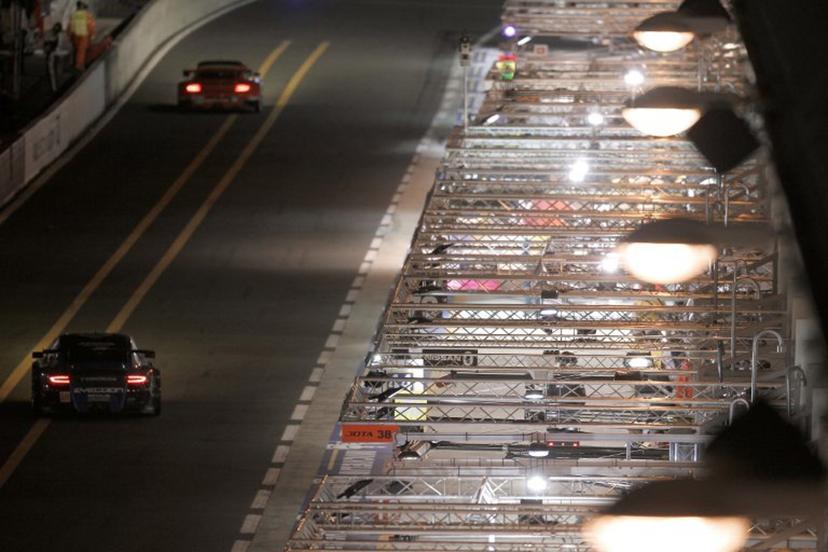 Partial view of pits taken during the night of 16 to 17 June, 2012, during the 80th edition of Le Mans 24 hours endurance race, in Le Mans, western France. AFP PHOTO / CHARLY TRIBALLEAU  CHARLY TRIBALLEAU / AFP