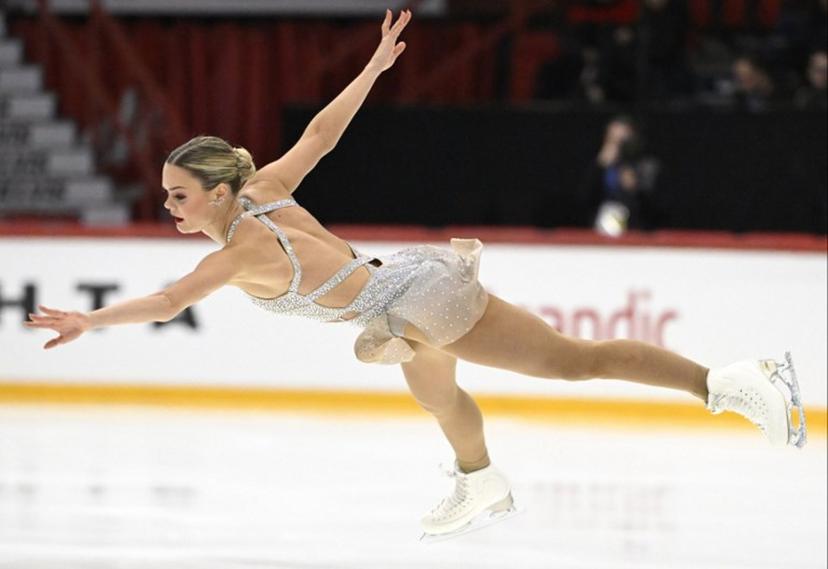 Loena Hendrickx of Belgium performs in the Women's Short Program of the figure skating ISU Grand Prix Finlandia Trophy Helsinki, Finland on November 21, 2025.   Heikki Saukkomaa / Lehtikuva / AFP