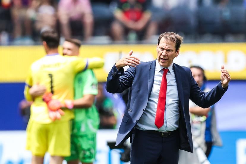 Belgium's head coach Rudi Garcia looks dejected after losing a soccer game between Spain and Belgian national team Red Devils, on Friday 10 July 2026 in Los Angeles, USA, in the 1/4 finals of the FIFA World Cup 2026. BELGA PHOTO BRUNO FAHY