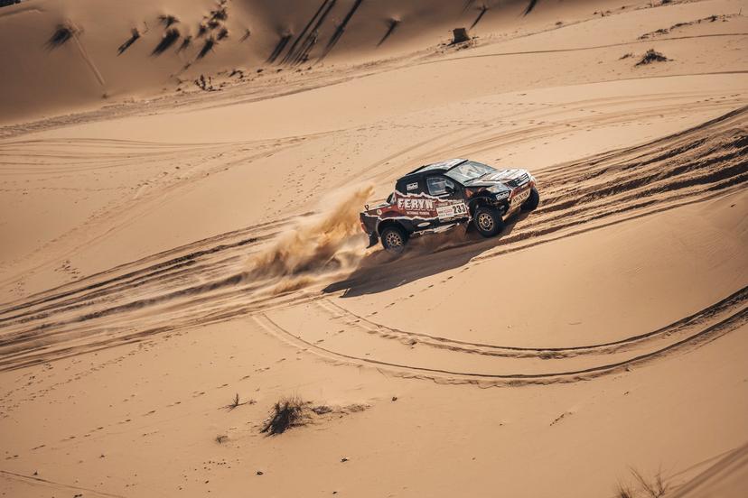 ATTENTION EDITORS - HAND OUT PICTURES - EDITORIAL USE ONLY - MANDATORY CREDIT: 'ALESSIO CORRADINI'  Hand out pictures released by Eric Dupain shows Koen Wauters and Tom De Leeuw during during stage 2 of the 2026 Africa Eco Race rally race in Baousaid, Morocco, on Tuesday 27 January 2026.  *** Belga and Belga Editorial Board decline all responsibility regarding the content of this picture. *** PHOTO HAND OUT - ALESSIO CORRADINI
