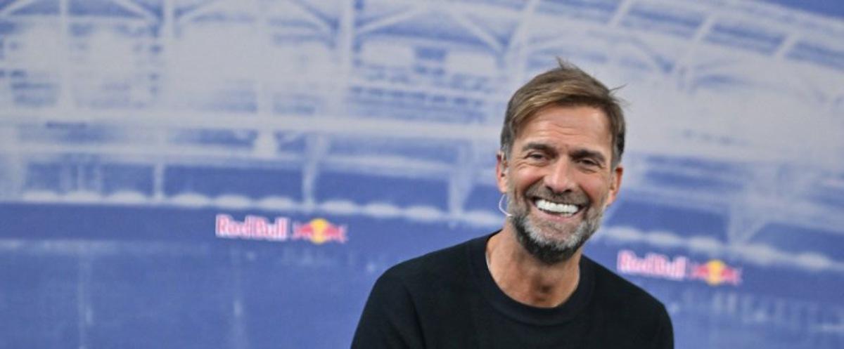 Jurgen Klopp, Red Bull's new "Global Head of Soccer" smiles during a press presentation in Salzburg, Austria on January 14, 2025.  KERSTIN JOENSSON / AFP