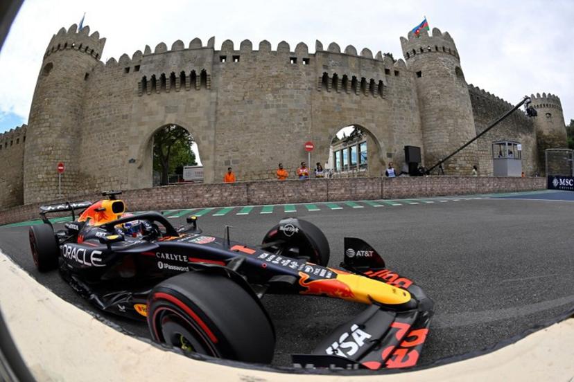Red Bull Racing's Dutch driver Max Verstappen drives during a practice session of the Formula One Azerbaijan Grand Prix at the Baku City Circuit in Baku on September 20, 2025.  Alexander NEMENOV / AFP