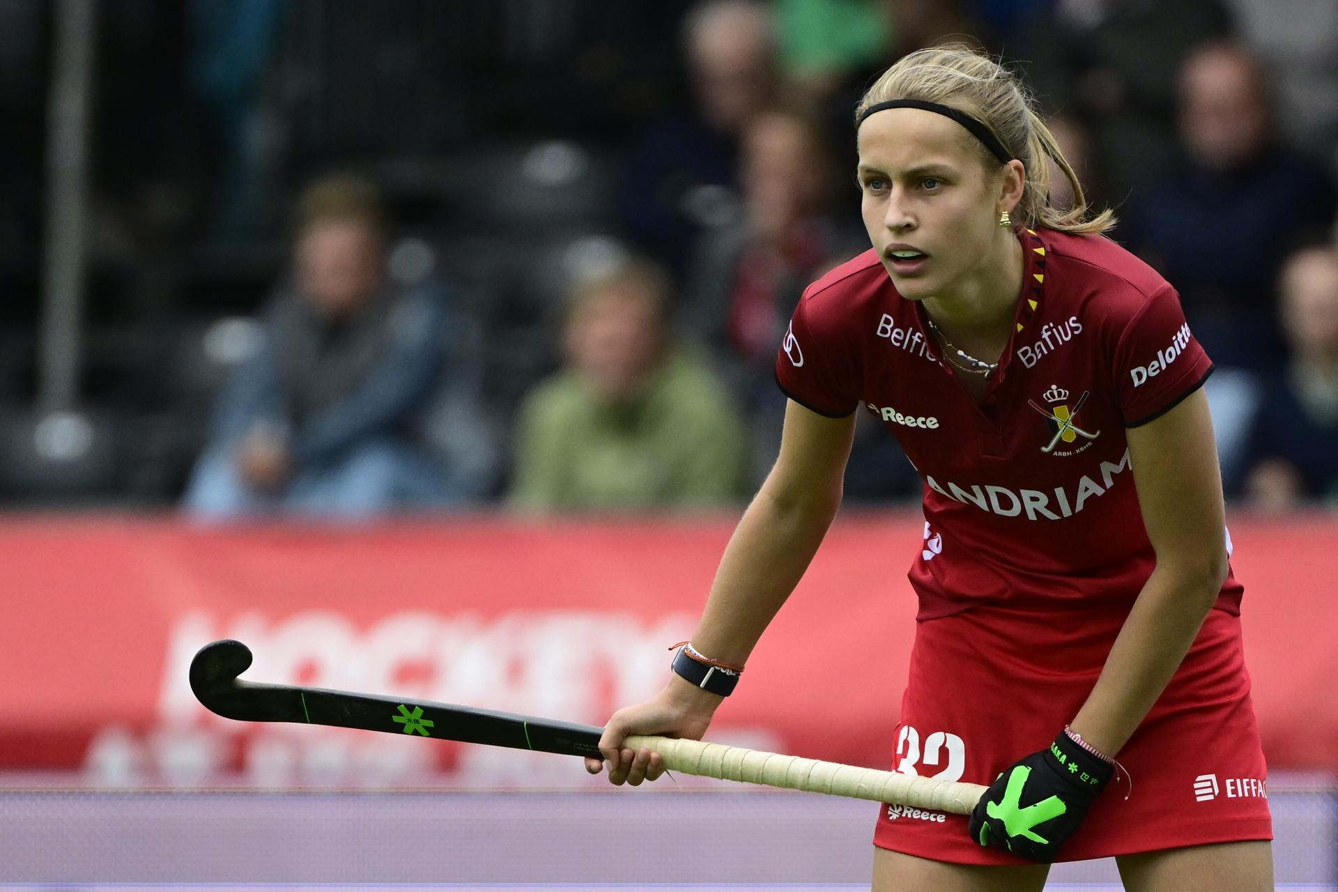 Belgium's Louise Dewaet pictured in action during a hockey game between Belgian national team Red Panthers and China, match 10/16 in the group stage of the 2024 Women's FIH Pro League, Thursday 30 May 2024, in Antwerp.  BELGA PHOTO DIRK WAEM