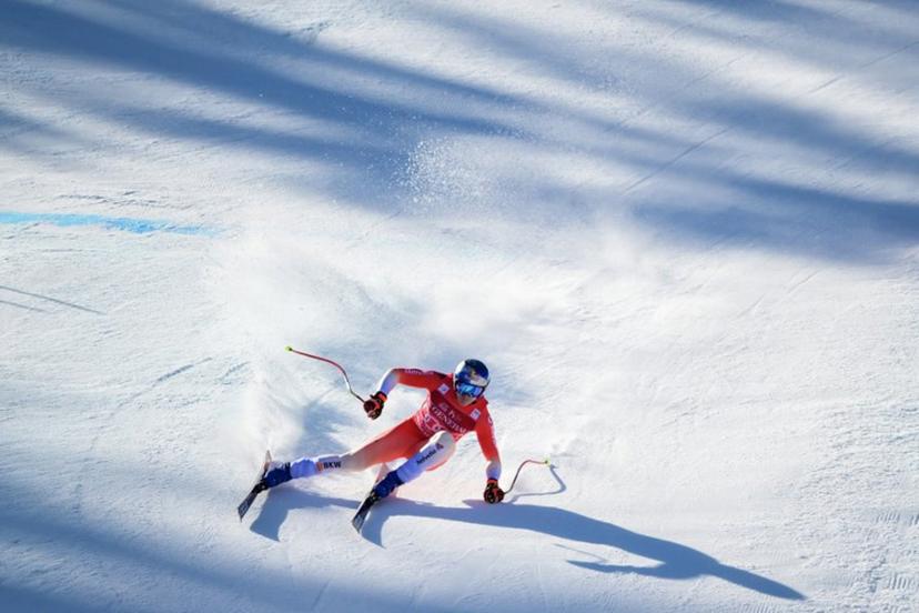 Switzerland's Marco Odermatt competes in the Men's Downhill event of the FIS Alpine World Cup in Courchevel in the French Alps on March 13, 2026.  Olivier CHASSIGNOLE / AFP