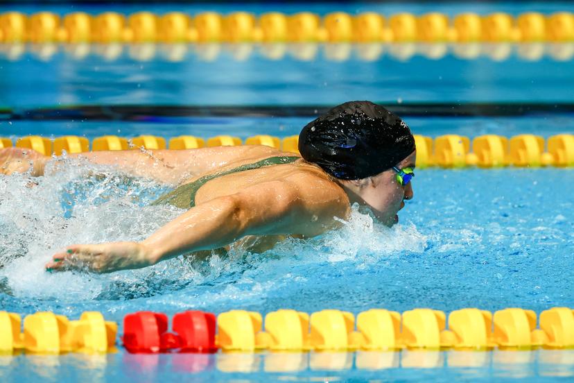 Belgian swimmer Sarah Dumont pictured in action during 200m butterfly, at the Open Belgian Swimming Championships 2025 (25-27/04), in Antwerp, on Friday 25 April 2025. BELGA PHOTO DAVID PINTENS