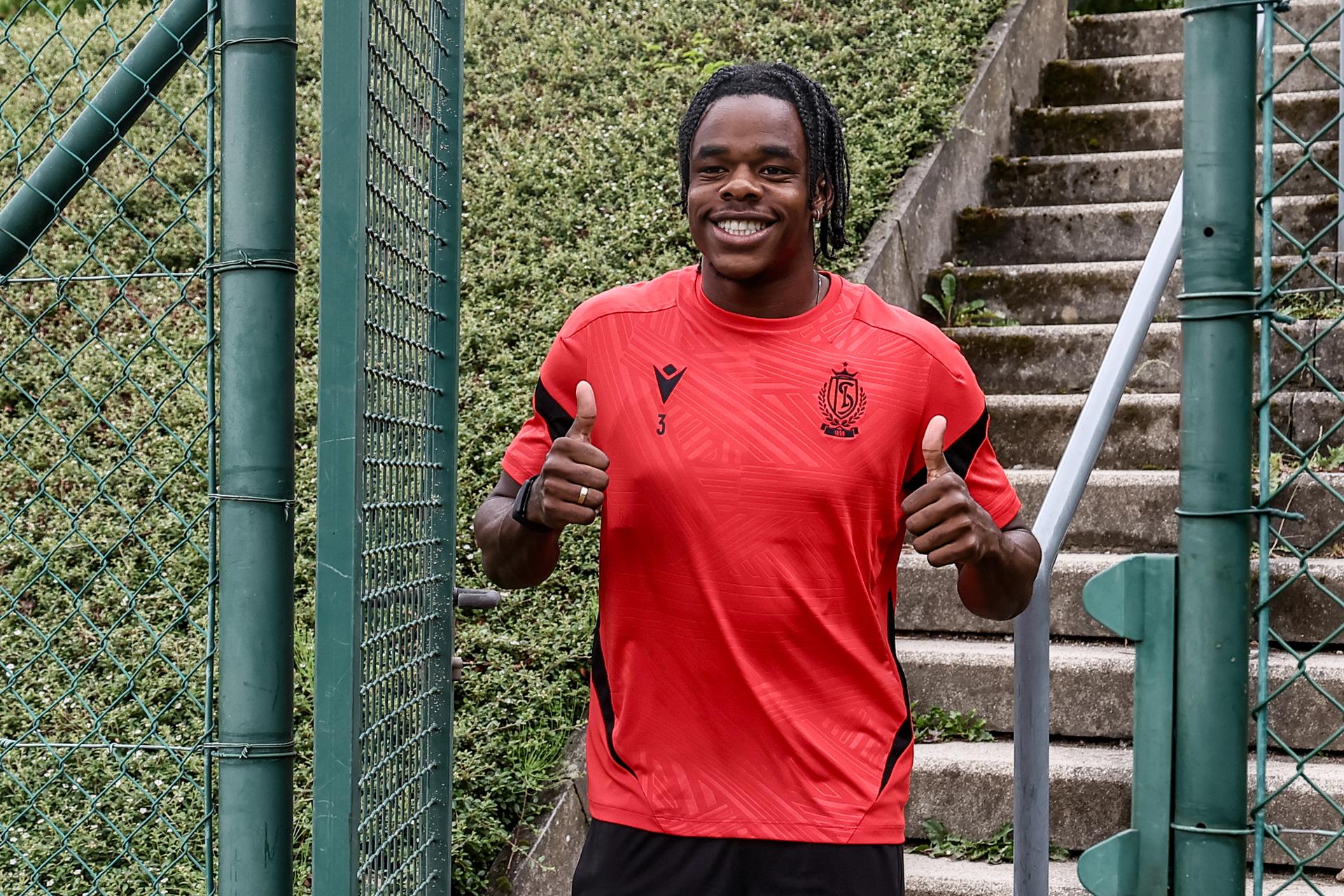 Standard's Nathan Ngoy pictured during a training session of Belgian soccer team Standard de Liege, Thursday 26 June 2025 in Liege, in preparation of the upcoming season. BELGA PHOTO BRUNO FAHY