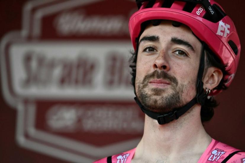 Team EF Education's Irish rider Ben Healy looks on before the 19th one-day classic 'Strade Bianche' (White Roads) cycling race between Siena and Siena, Tuscany, on March 8, 2025.  Marco BERTORELLO / AFP