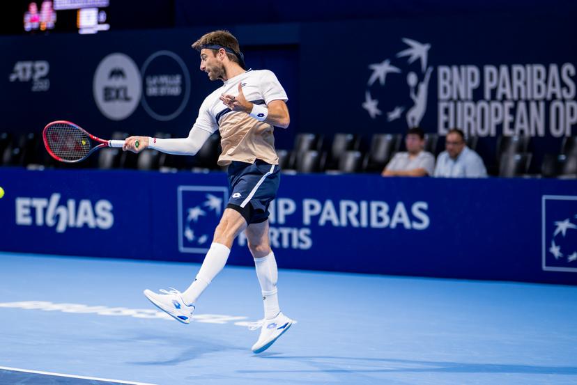 Belgian Sander Gille pictured during the European Open ATP tennis tournament in Brussels, on Monday 13 October 2025. This year's edition of the tournament is taking place from 12 to 19 October 2025. BELGA PHOTO JASPER JACOBS