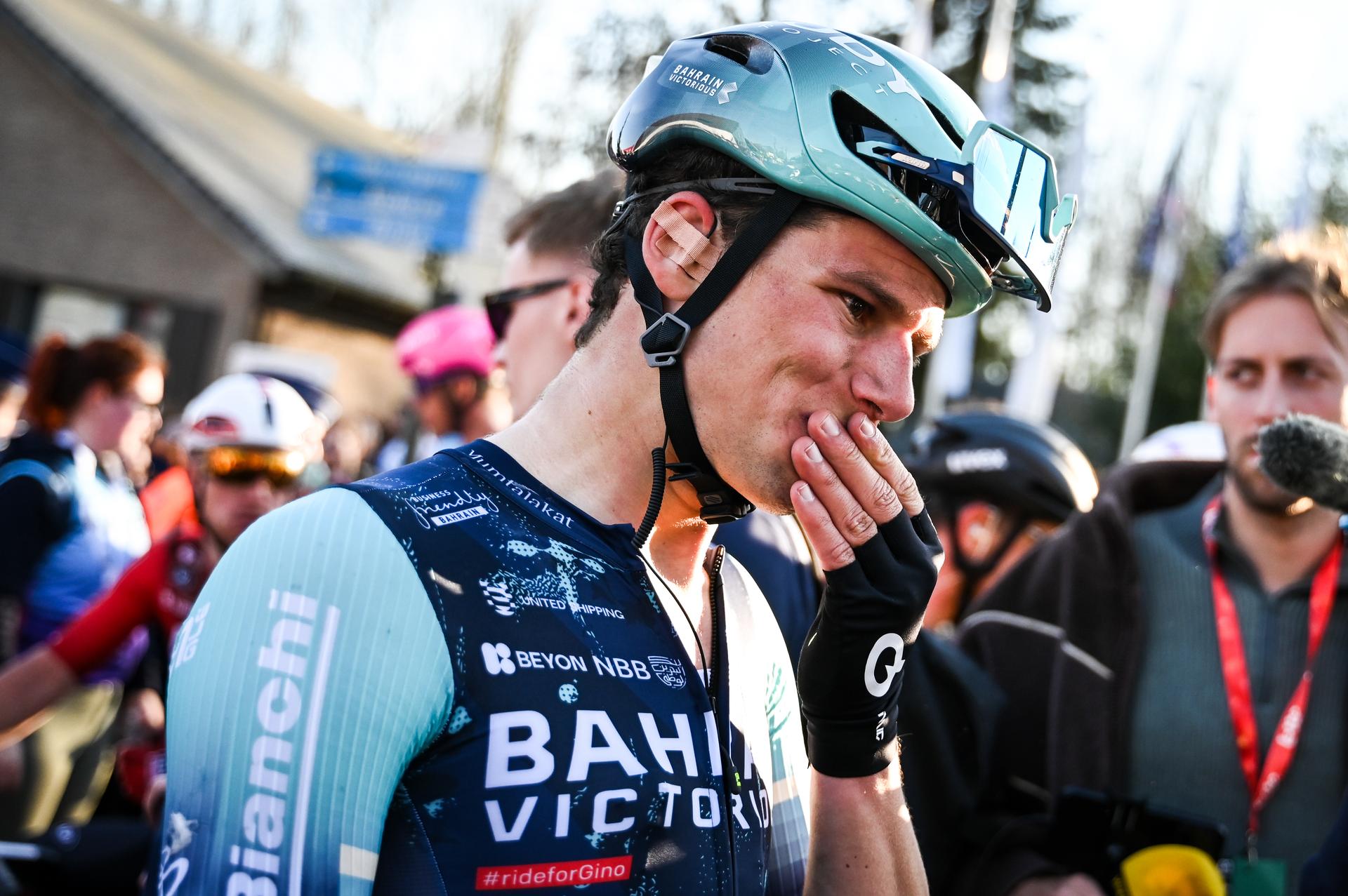 Belgian Alec Segaert of Bahrain Victorious pictured after the 'Nokere Koerse' one day cycling race for men elite, 186,4 km from Deinze to Nokere, Kruisem on Wednesday 18 March 2026. BELGA PHOTO ELIAS ROM