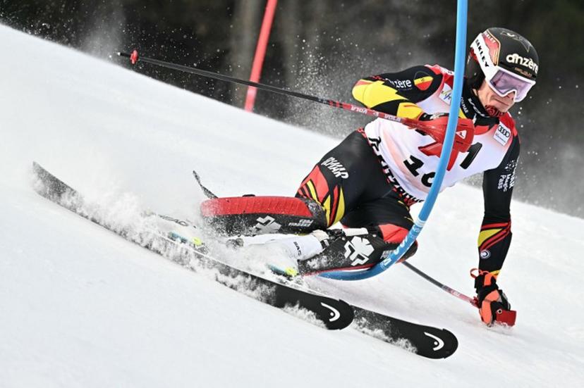 Belgium's Armand Marchant races during the Men's slalom event of the FIS Alpine Skiing World Cup in Kitzbuehel, Austria, on January 25, 2026.  Joe Klamar / AFP