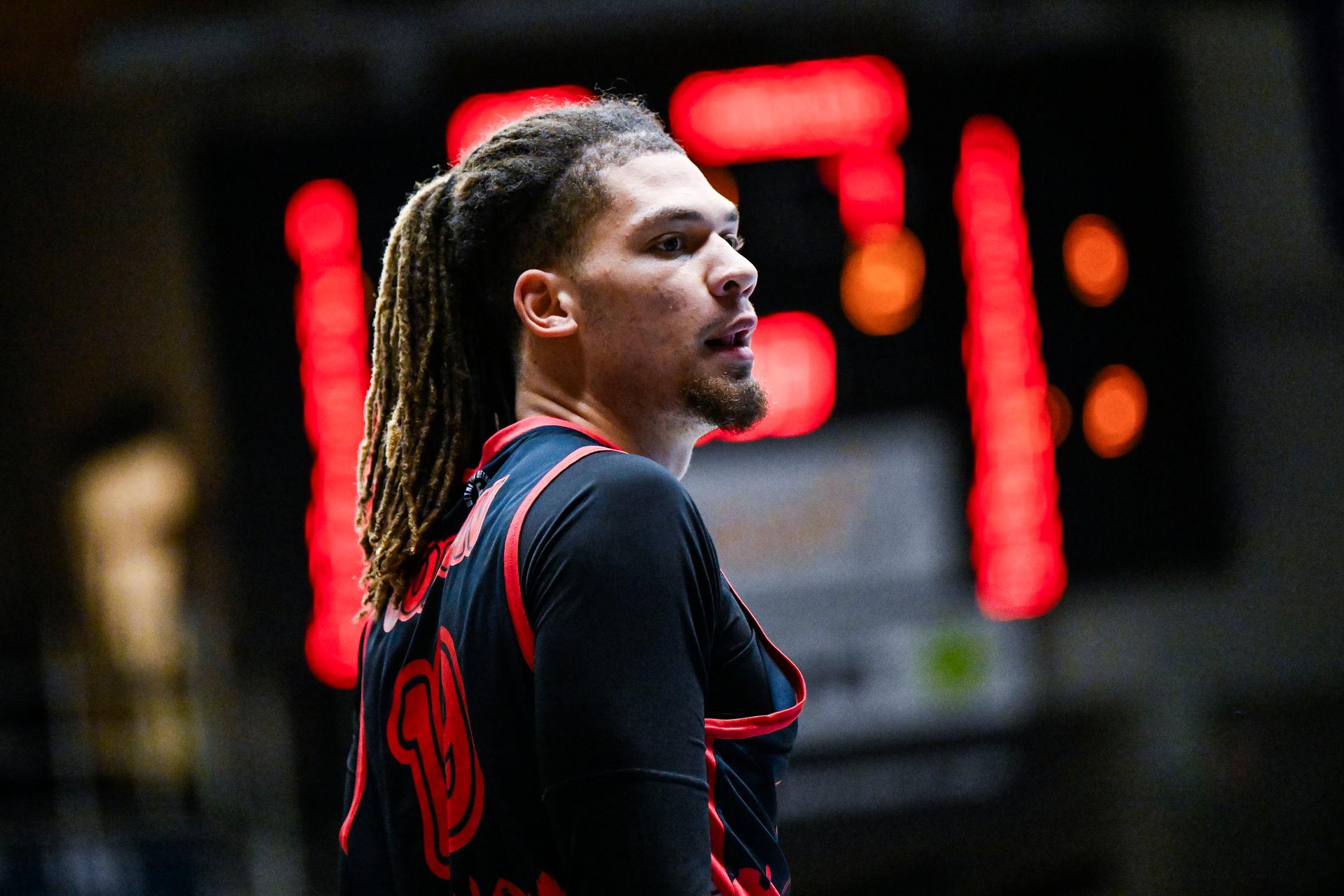 Spirou's Lionel Colson pictured during a basketball match between Spirou Charleroi and Okapi Aalst, Saturday 22 November 2025 in Aalst, on day 9 of the 'BNXT League' Belgian/ Dutch first division basket championship. BELGA PHOTO TOM GOYVAERTS