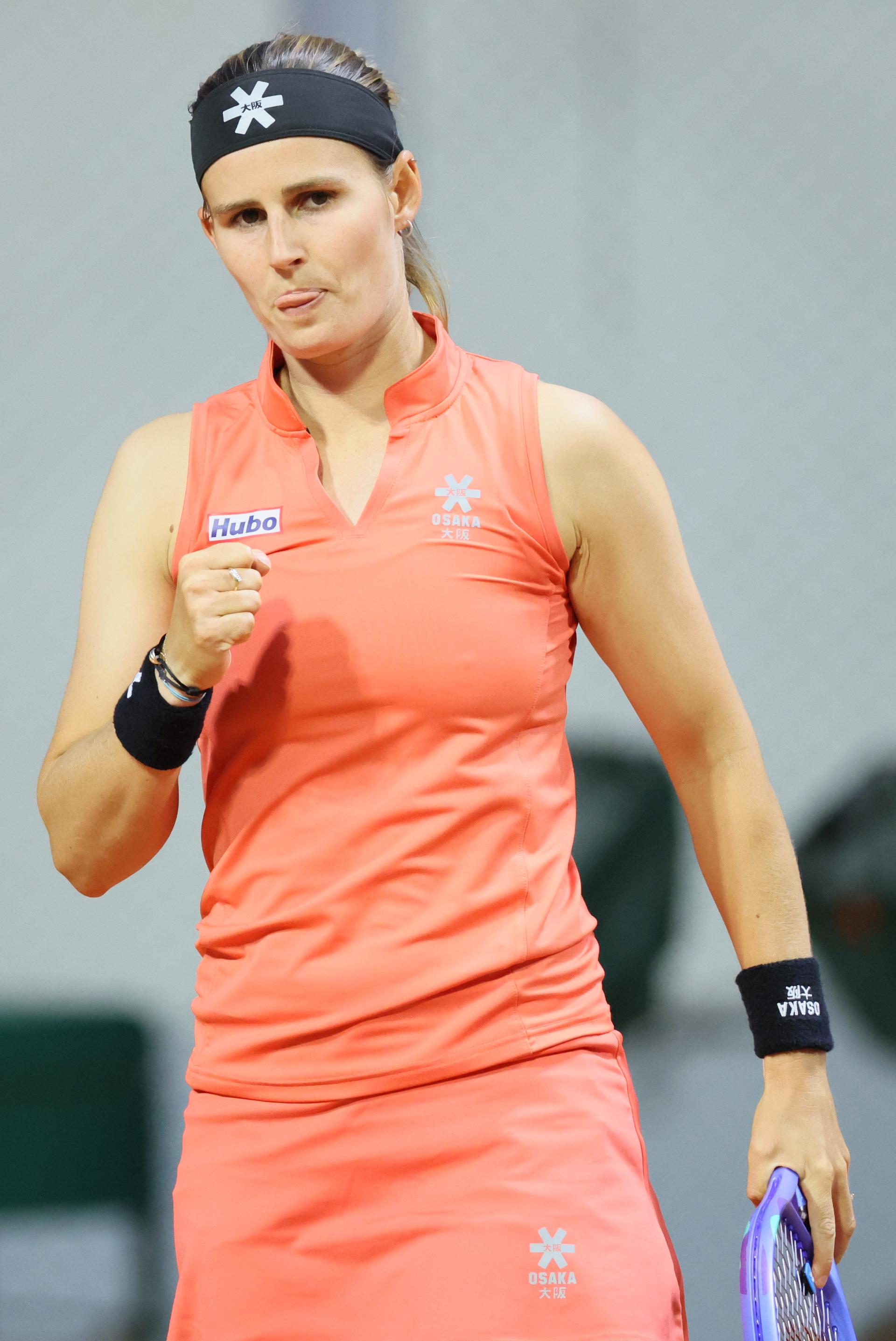 Belgian Greet Minnen reacts during a match between US Dolehide and Belgian Minnen in the first round of the Women's Singles at the Roland Garros French Open tennis tournament, in Paris, France, Monday 26 May 2025. This year's tournament takes place from 25 May to 08 June. BELGA PHOTO BENOIT DOPPAGNE