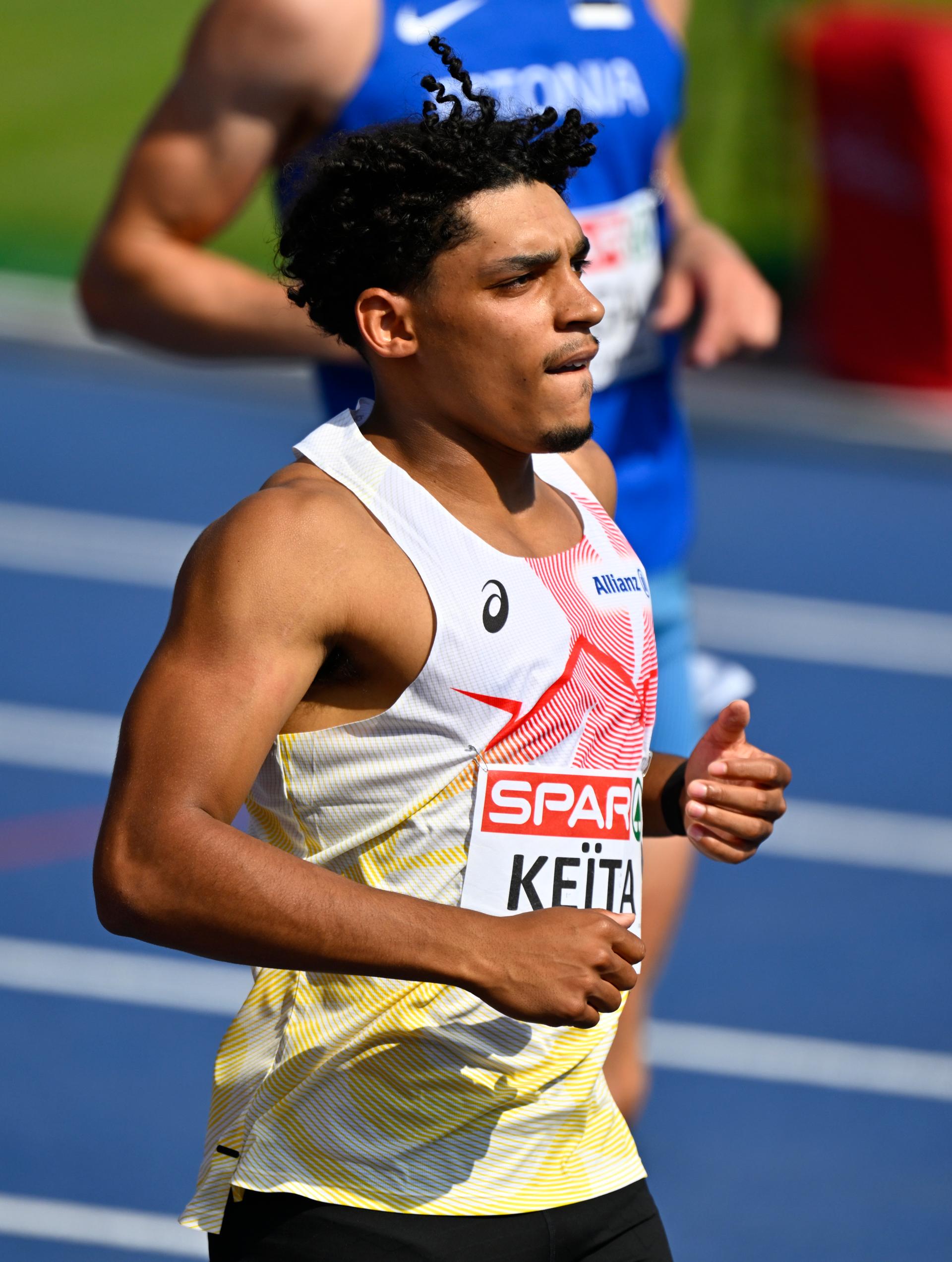 Belgian Dai Keita  pictured during the 110m hurdles race of the men's decathlon competition, at the European Athletics Championships (August 10-18) in Birmingham, United Kingdom, on Thursday 13 August 2026. BELGA PHOTO ERIC LALMAND