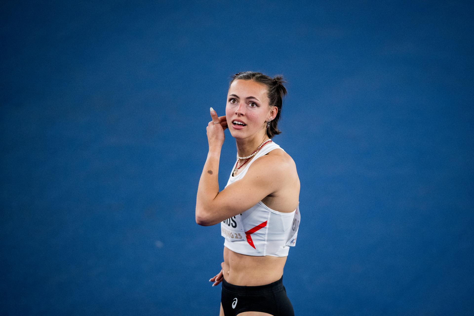 Belgian Rani Rosius pictured after the World Athletics Indoor Championships, in Nanjing, China, Saturday 22 March 2025. The championships take place from 21 to 23 March. BELGA PHOTO JASPER JACOBS
