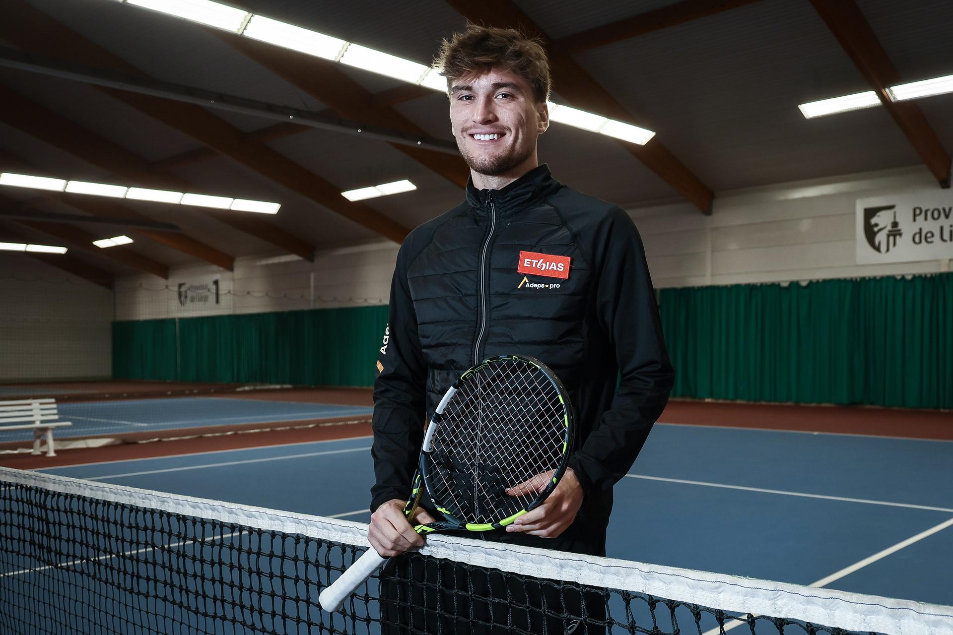 Belgian tennis player Raphael Collignon poses for the photographer at a press conference of Tennis Padel Pickleball Wallonie-Bruxelles, in Huy, on Friday 19 December 2025. BELGA PHOTO BRUNO FAHY