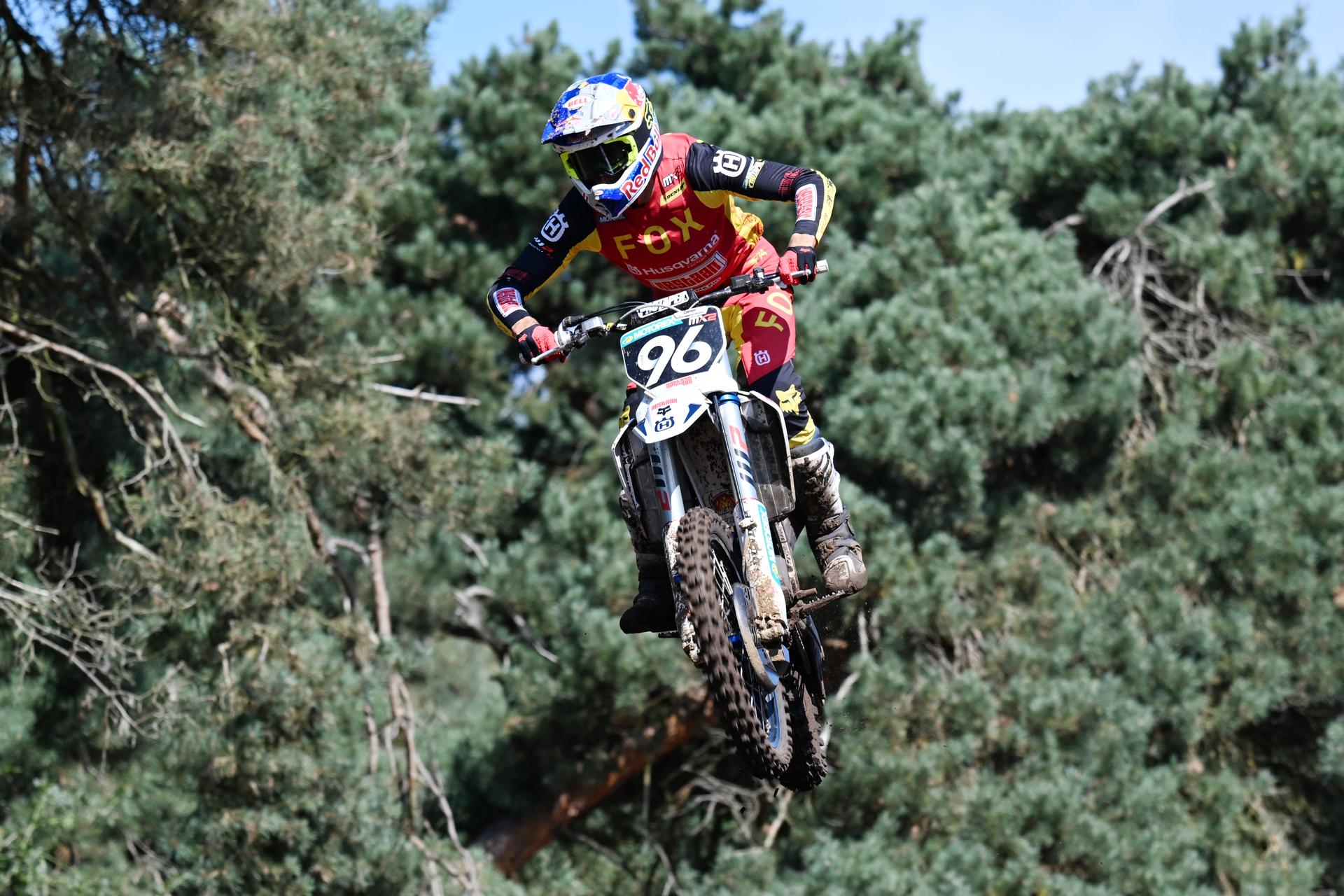 Belgian Lucas Coenen pictured in action during the sixth stage (6 of 10) of the the Belgian Championships motocross, at Keiheuvel, in Balen, Thursday 15 August 2024. BELGA PHOTO MAARTEN STRAETEMANS