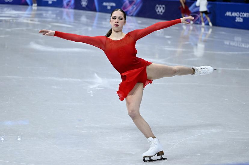 Belgian figure skater Nina Pinzarrone pictured during the athlete presentation at the free program of the Women's Figure Skating competition at the Milano Cortina 2026 Olympic Winter Games, on Thursday 19 February 2026 in Milan, Italy. The XXV Winter Olympics take place from 6 to 22 February 2026 in Italy. BELGA PHOTO JASPER JACOBS